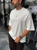 White Two-Thread Basic Oversize T-Shirt ES-71-149