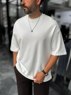 White Two-Thread Basic Oversize T-Shirt ES-71-149