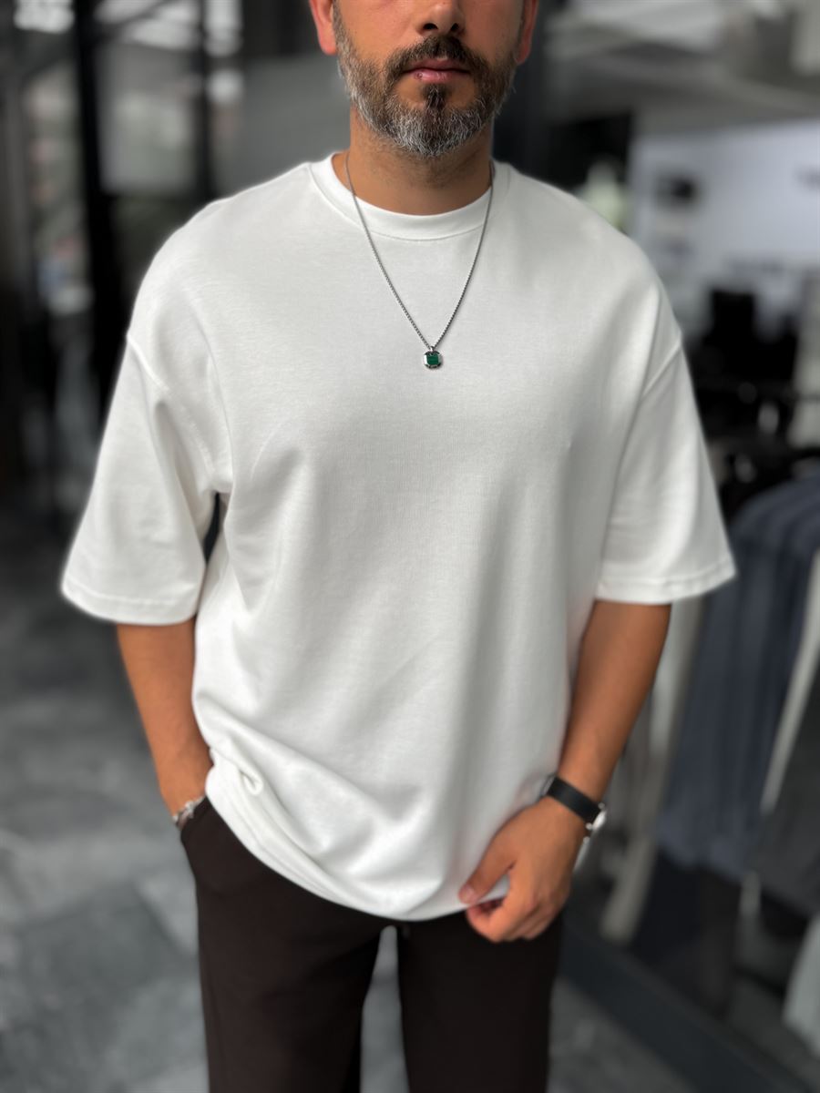 White Two-Thread Basic Oversize T-Shirt ES-71-149