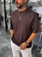 Coffee Two-Thread Basic Oversize T-Shirt ES-71-149