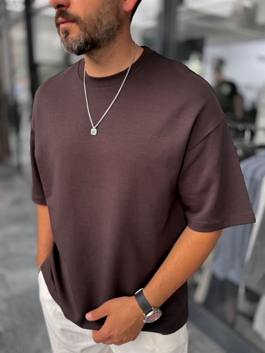 Coffee Two-Thread Basic Oversize T-Shirt ES-71-149