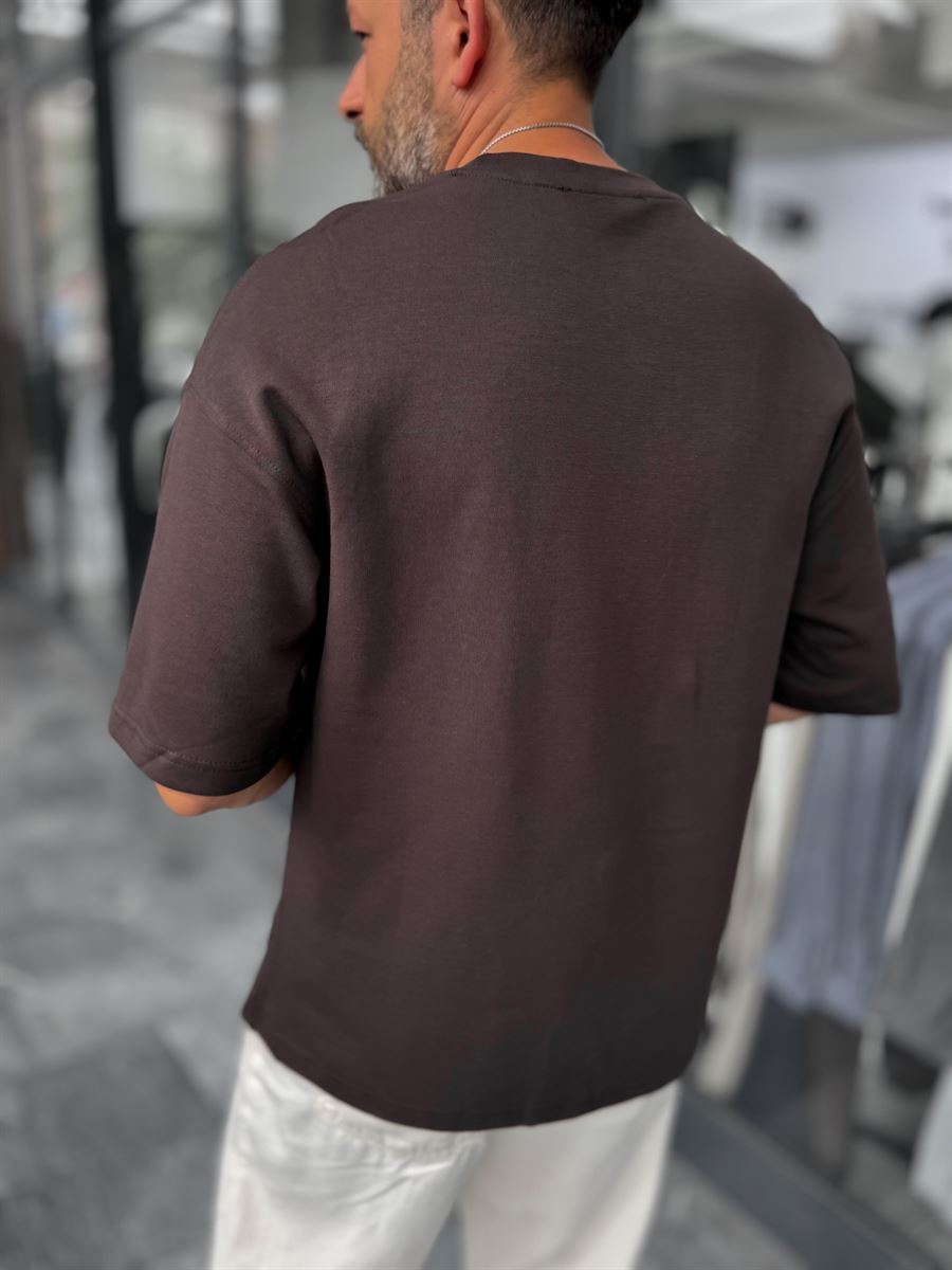 Coffee Two-Thread Basic Oversize T-Shirt ES-71-149