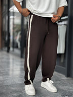 Coffee Asymmetric Detail Straight Leg Sweatpants BLA-746