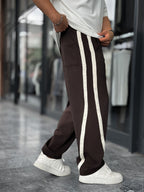 Coffee Asymmetric Detail Straight Leg Sweatpants BLA-746