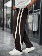 Coffee Asymmetric Detail Straight Leg Sweatpants BLA-746