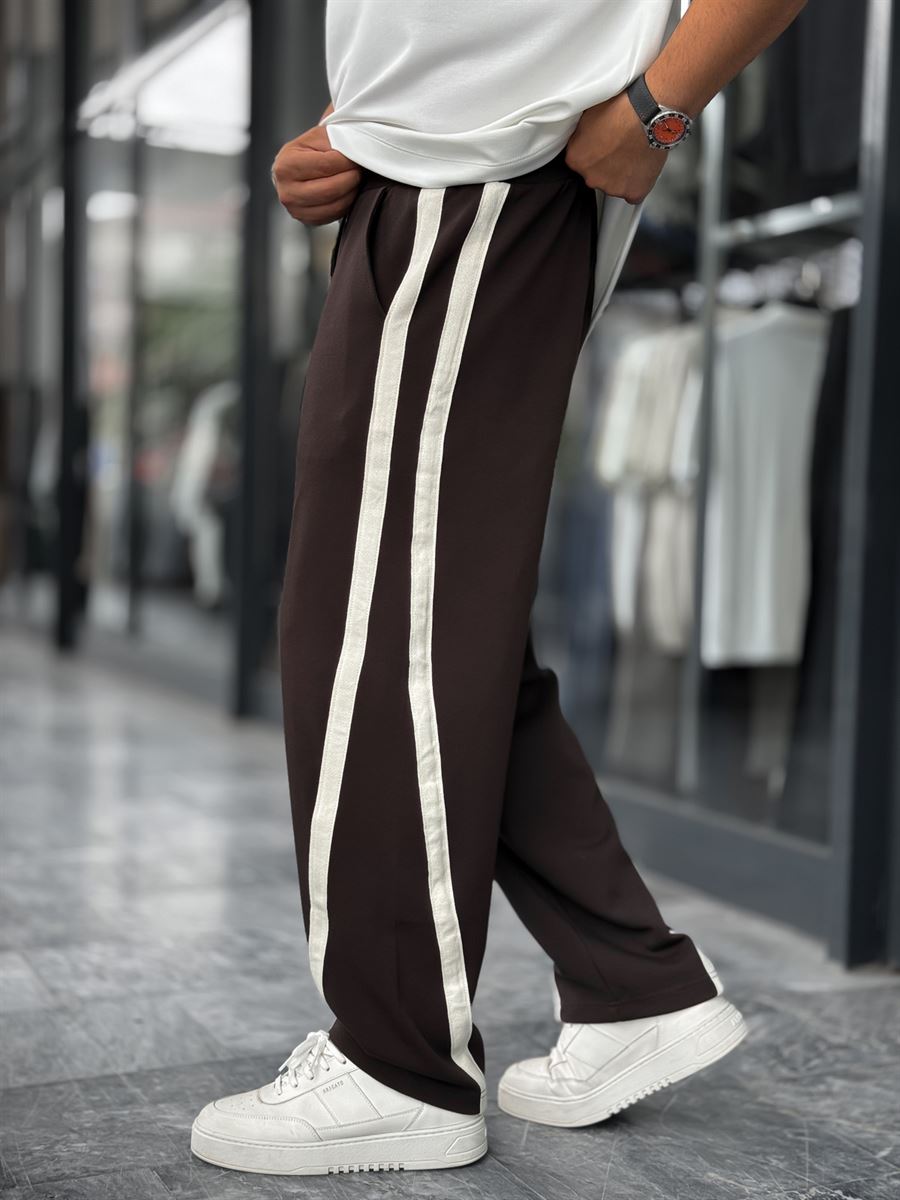 Coffee Asymmetric Detail Straight Leg Sweatpants BLA-746