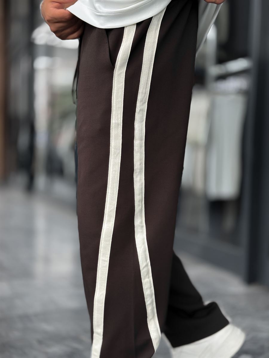 Coffee Asymmetric Detail Straight Leg Sweatpants BLA-746