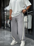 Grey Asymmetric Detail Straight Leg Sweatpants BLA-746