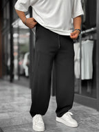 Black Piped Straight Leg Sweatpants BLA-721