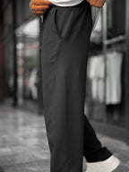 Black Piped Straight Leg Sweatpants BLA-721