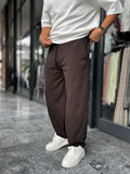 Coffee Patterned Straight Leg Sweatpants BLA-721