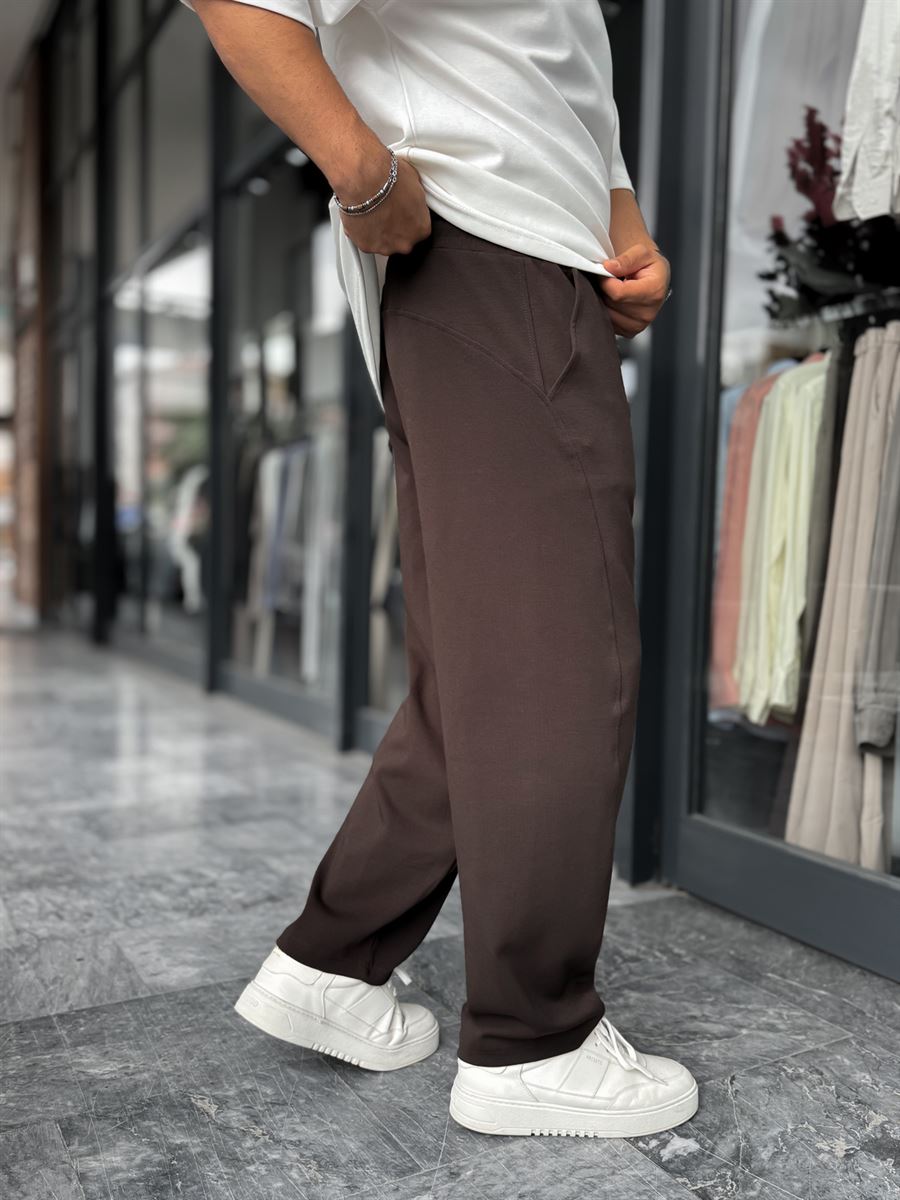 Coffee Patterned Straight Leg Sweatpants BLA-721