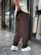 Coffee Patterned Straight Leg Sweatpants BLA-721