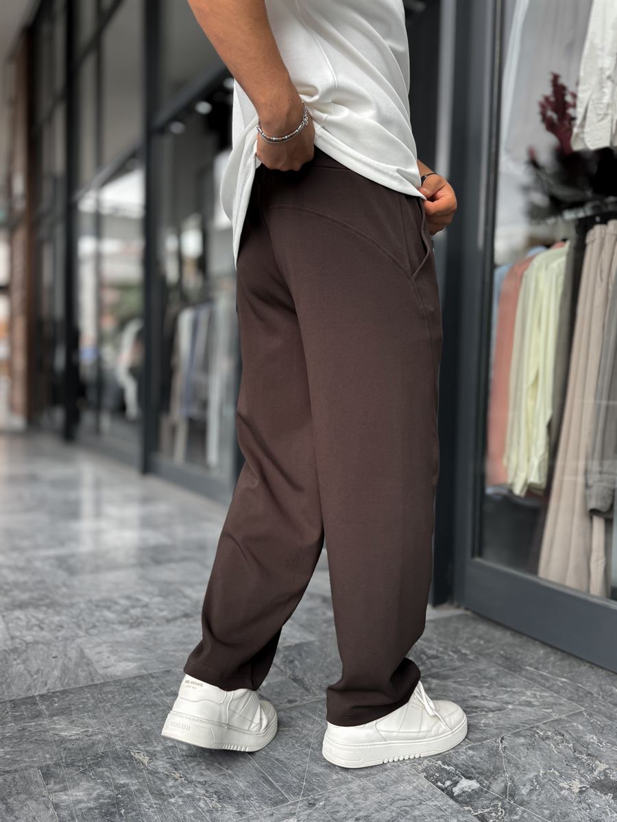 Coffee Patterned Straight Leg Sweatpants BLA-721