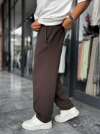 Coffee Patterned Straight Leg Sweatpants BLA-721