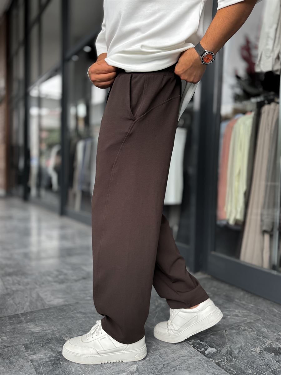 Coffee Patterned Straight Leg Sweatpants BLA-721