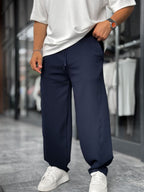 Navy Blue Piped Straight Leg Tracksuit BLA-721