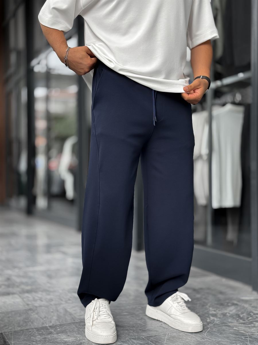 Navy Blue Piped Straight Leg Tracksuit BLA-721