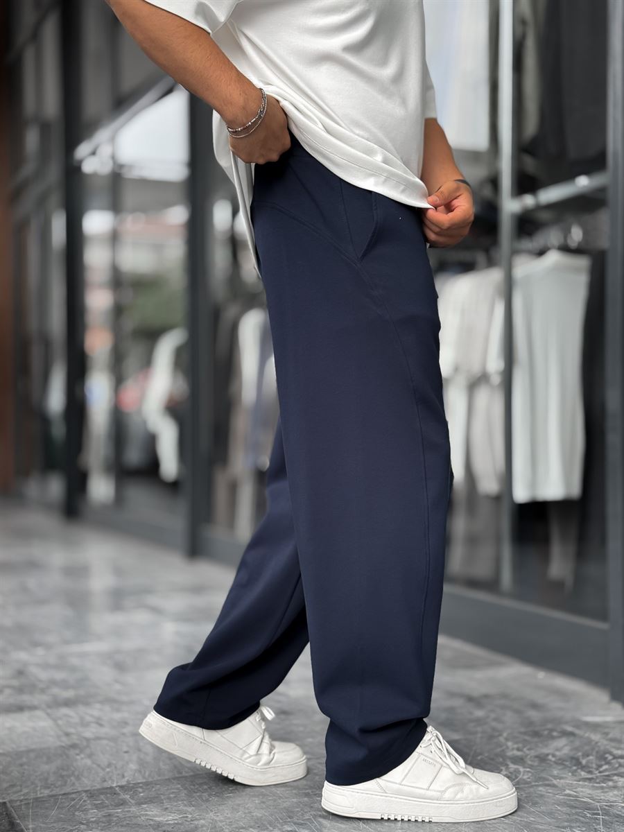 Navy Blue Piped Straight Leg Tracksuit BLA-721