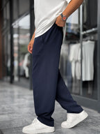 Navy Blue Piped Straight Leg Tracksuit BLA-721