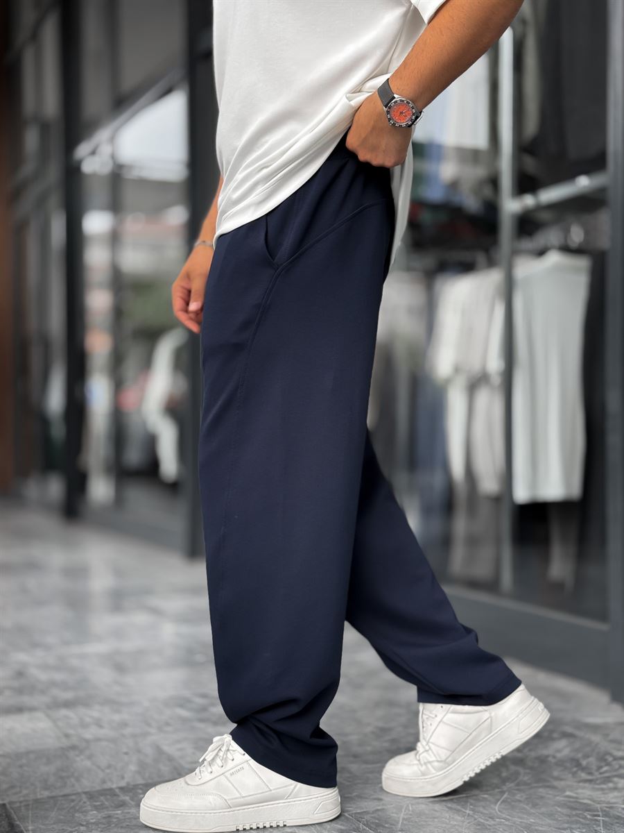 Navy Blue Piped Straight Leg Tracksuit BLA-721