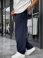 Navy Blue Piped Straight Leg Tracksuit BLA-721