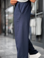 Navy Blue Piped Straight Leg Tracksuit BLA-721