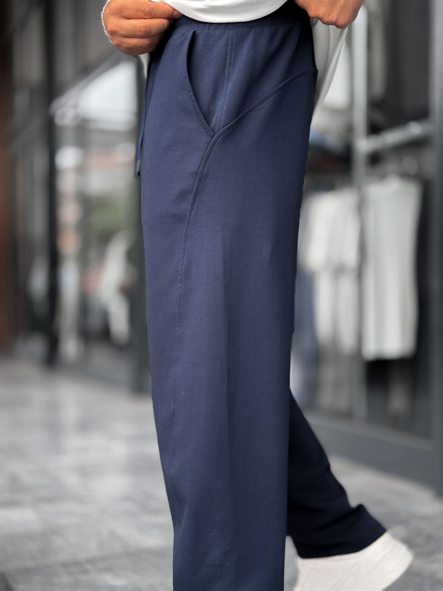 Navy Blue Piped Straight Leg Tracksuit BLA-721
