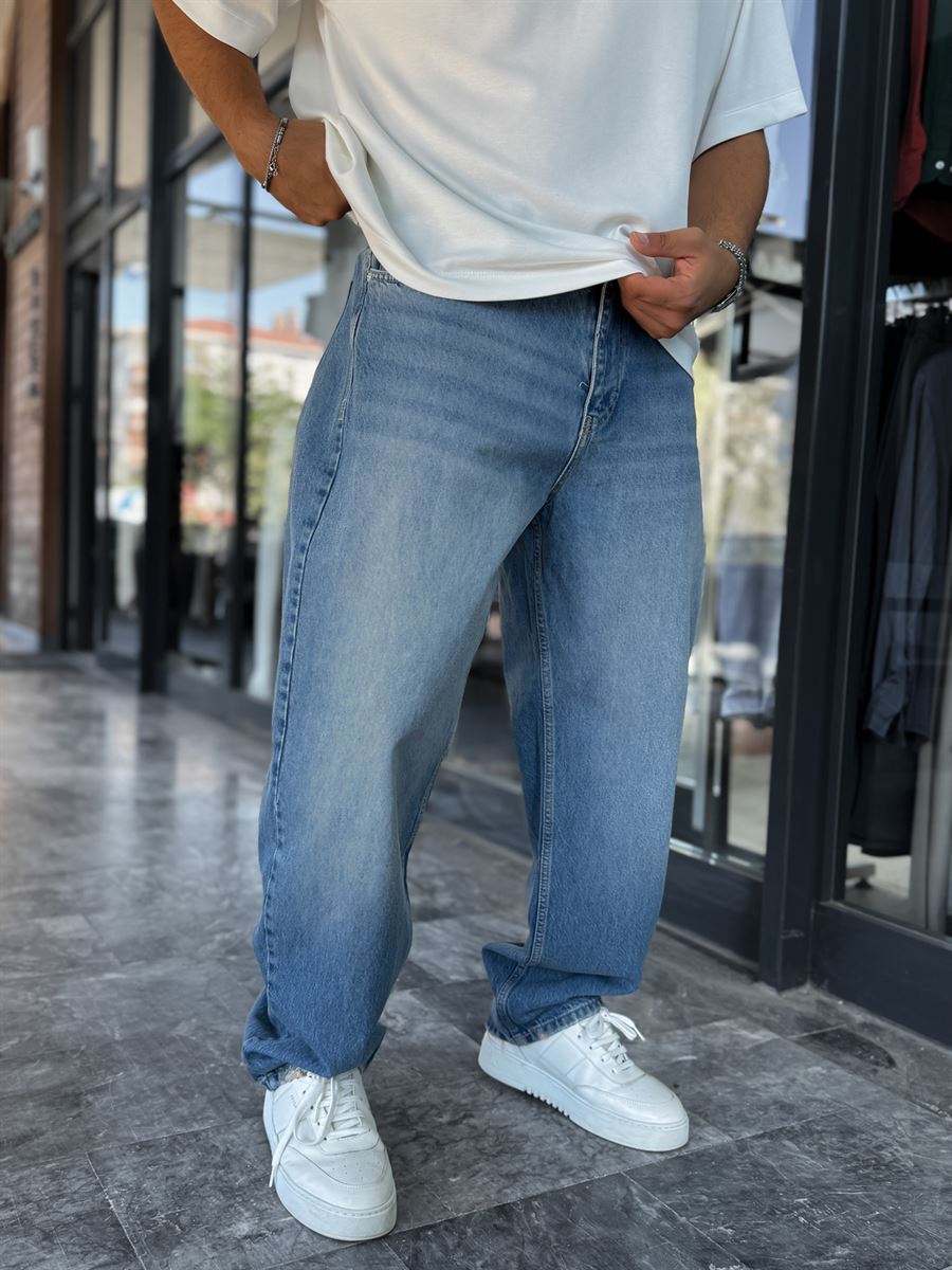 Blue Washed Baggy Jeans DF-3472