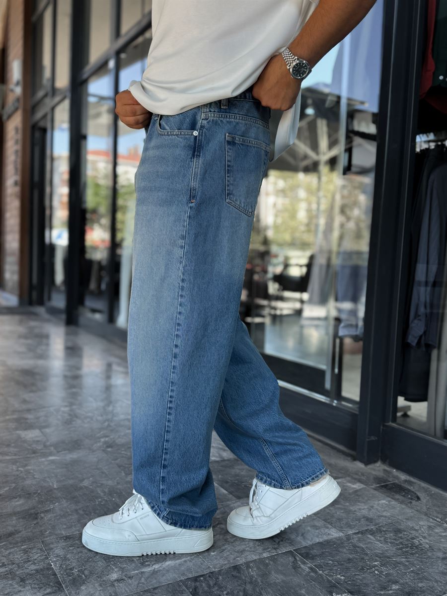Blue Washed Baggy Jeans DF-3472
