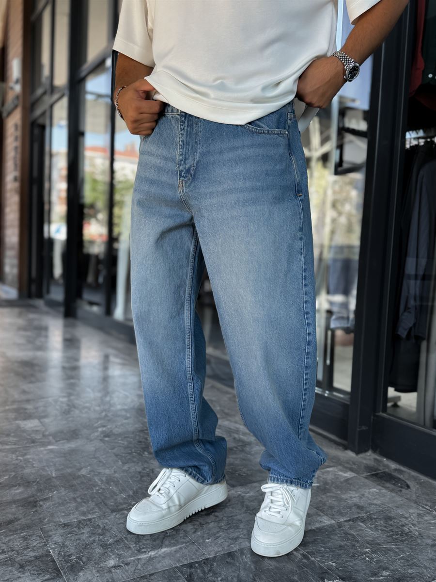Blue Washed Baggy Jeans DF-3472