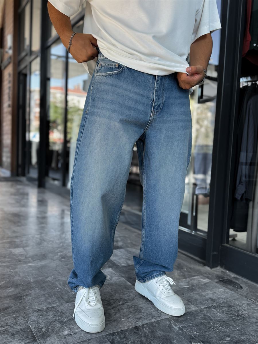 Blue Washed Baggy Jeans DF-3472