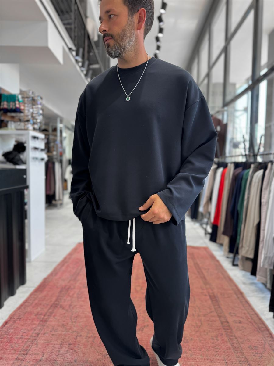 Black Corduroy Oversize Sweatshirt TW-7064