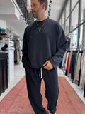 Black Corduroy Oversize Sweatshirt TW-7064