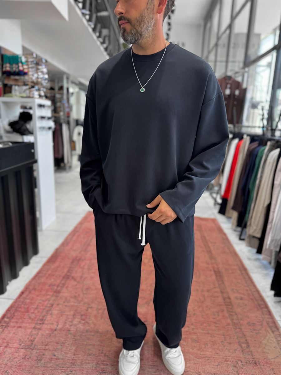 Black Corduroy Oversize Sweatshirt TW-7064