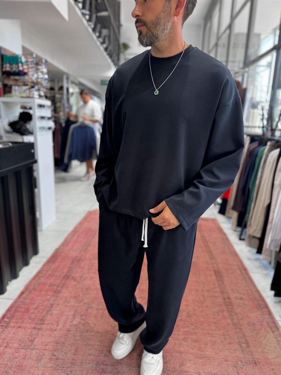 Black Corduroy Oversize Sweatshirt TW-7064