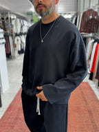 Black Corduroy Oversize Sweatshirt TW-7064