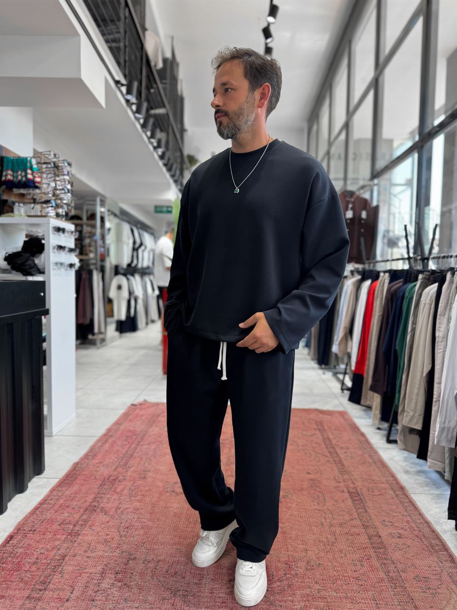 Black Corduroy Oversize Sweatshirt TW-7064