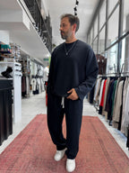 Black Corduroy Oversize Sweatshirt TW-7064