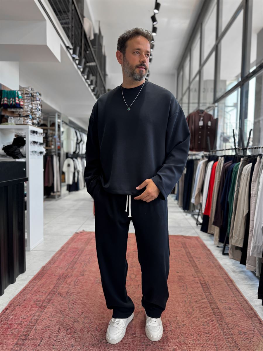 Black Corduroy Oversize Sweatshirt TW-7064