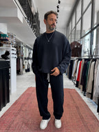 Black Corduroy Oversize Sweatshirt TW-7064