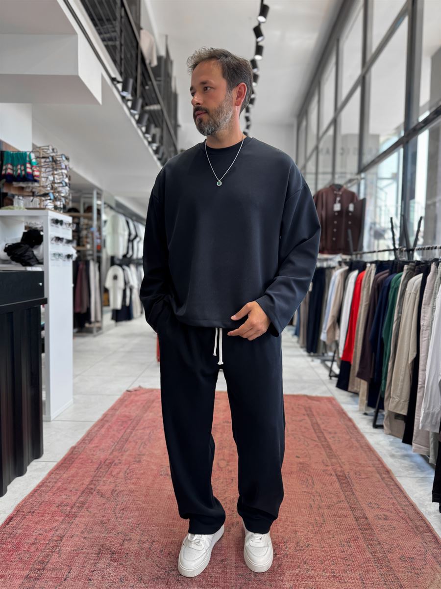 Black Corduroy Oversize Sweatshirt TW-7064