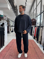 Black Corduroy Oversize Sweatshirt TW-7064
