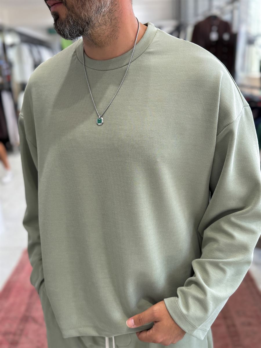 Green Corduroy Oversize Sweatshirt TW-7064