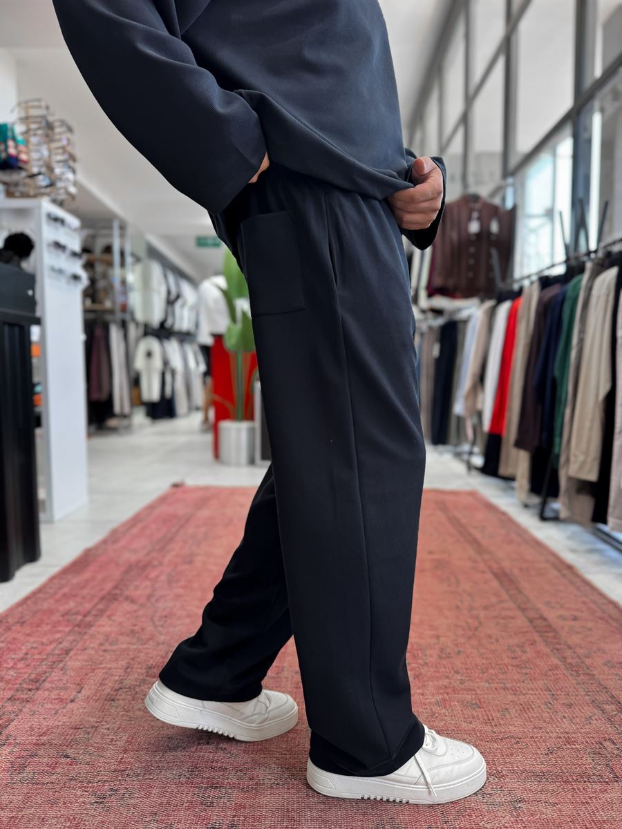 Black Corduroy Baggy Pants TW-7065