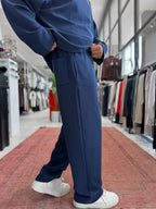 Navy Blue Corduroy Baggy Pants TW-7065