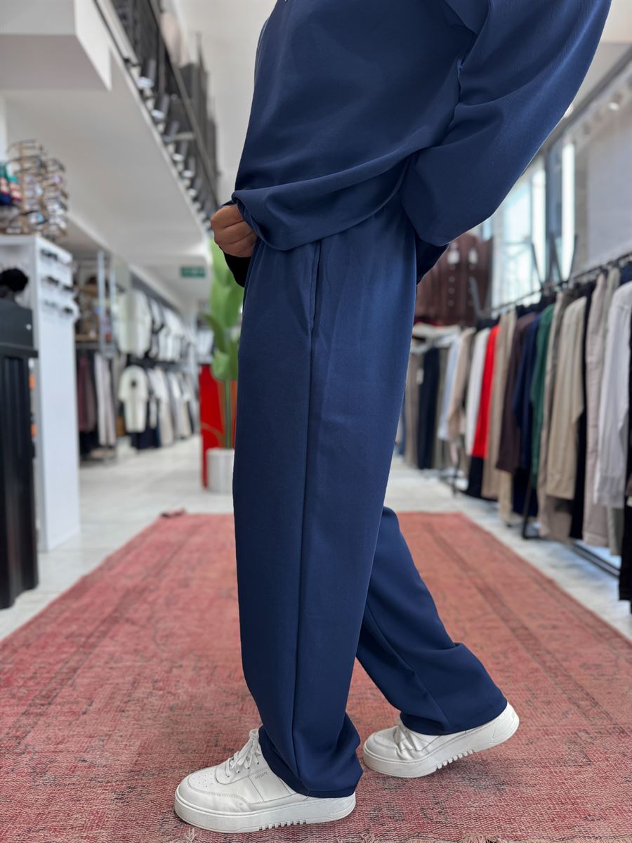Navy Blue Corduroy Baggy Pants TW-7065