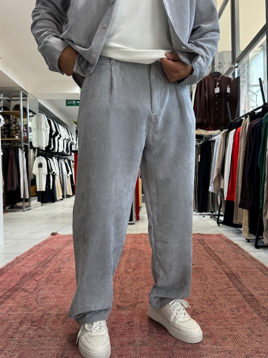 Gray Velvet Baggy Pants TW-7004