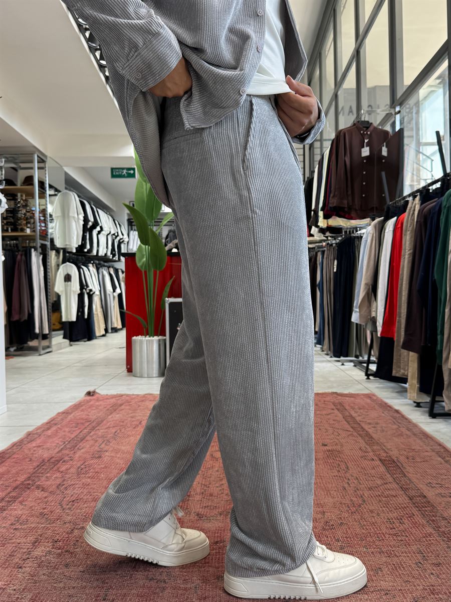 Gray Velvet Baggy Pants TW-7004
