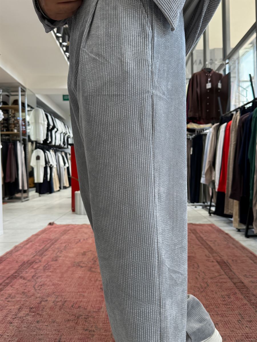 Gray Velvet Baggy Pants TW-7004